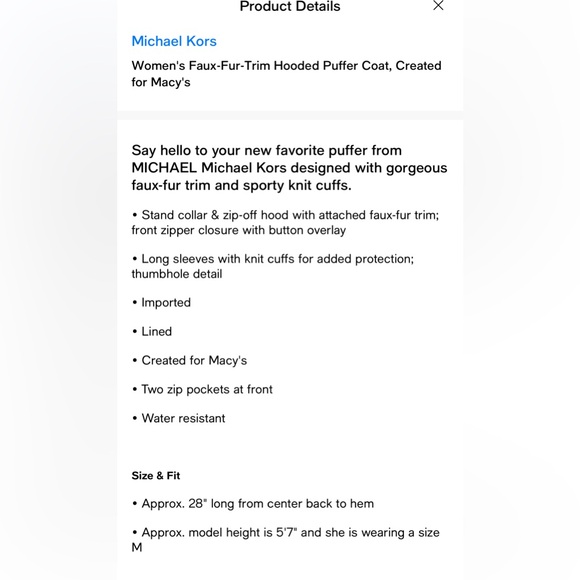 Michael Kors Women’s Faux-Fur Hooded Puffer Coat-Burgundy-Size Large NWT💋 - Picture 4 of 7